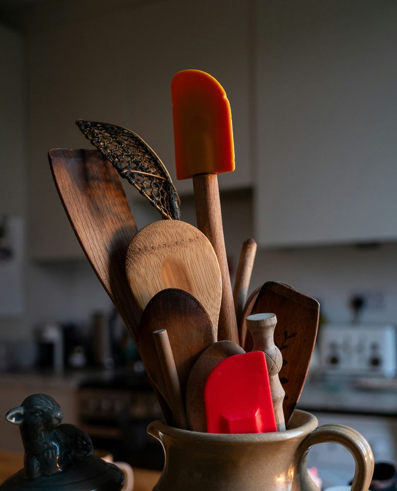 Wooden kitchen tools and utensils